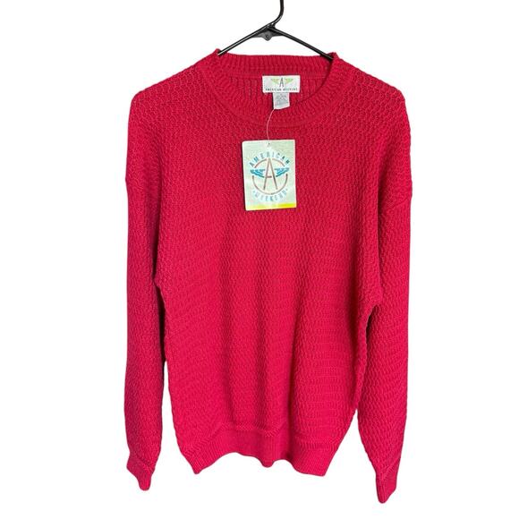 Vtg 90s Y2K American Weekend Heavy Sweater Men's Red Preppy Prep Fisherman NWT - Picture 1 of 8